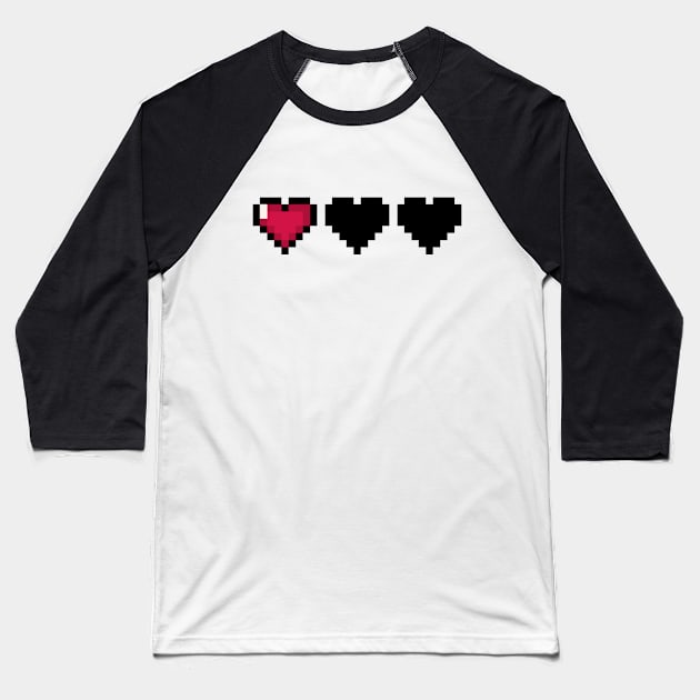 Video Game Hearts – Low Health Baseball T-Shirt by ExtraMedium